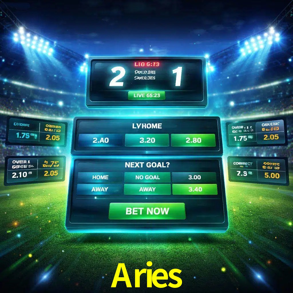 Vista de apuestas en vivo Aries durante un partido en curso