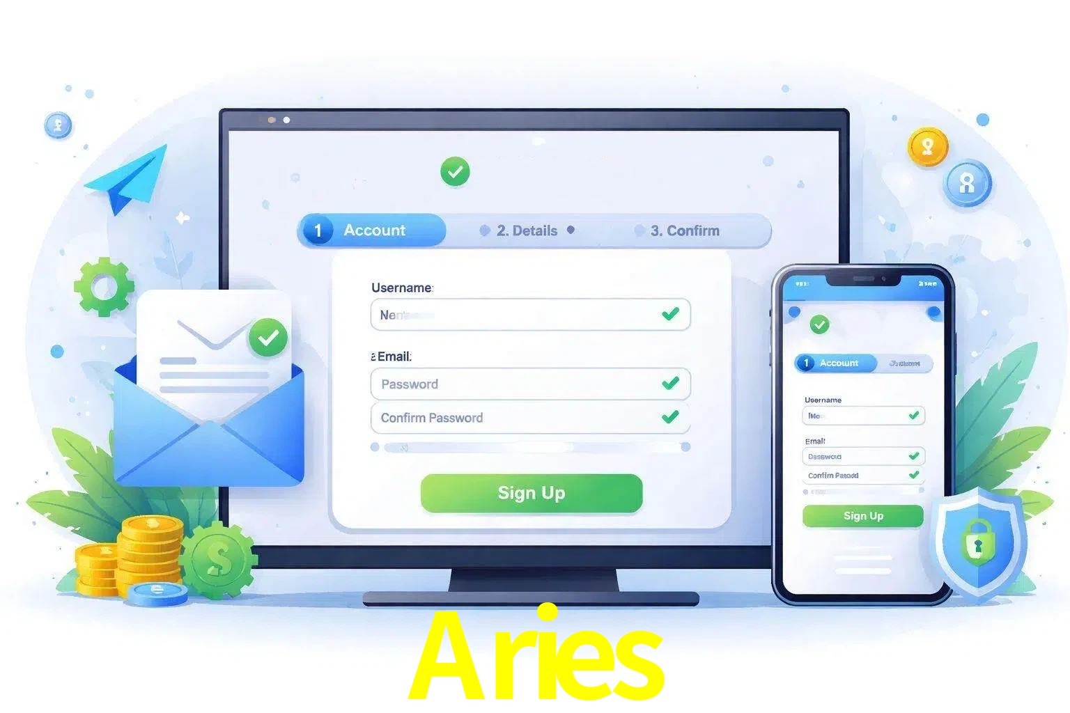 Registro de nuevo usuario y configuración de cuenta Aries