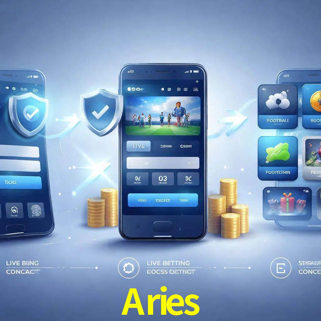 Pasos de acceso a la app Aries en pantalla de teléfono móvil